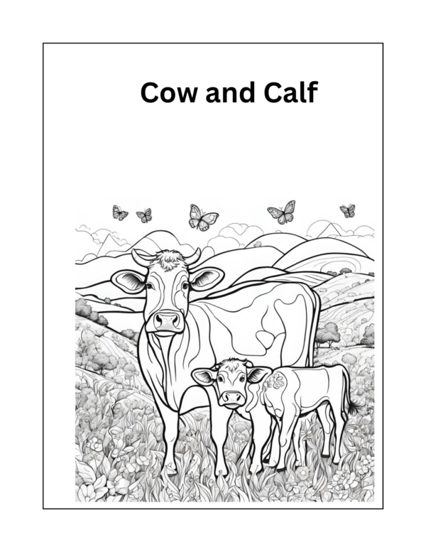 Cow and Calf Coloring Page